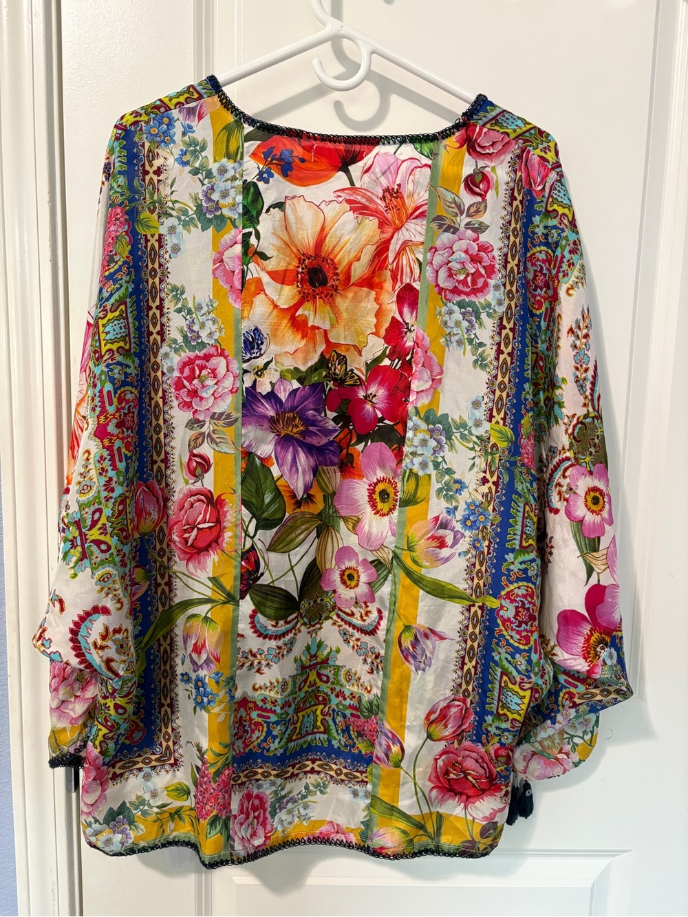 Johnny Was Sorbet Floral Silk Top Size Large - Picture 9 of 16